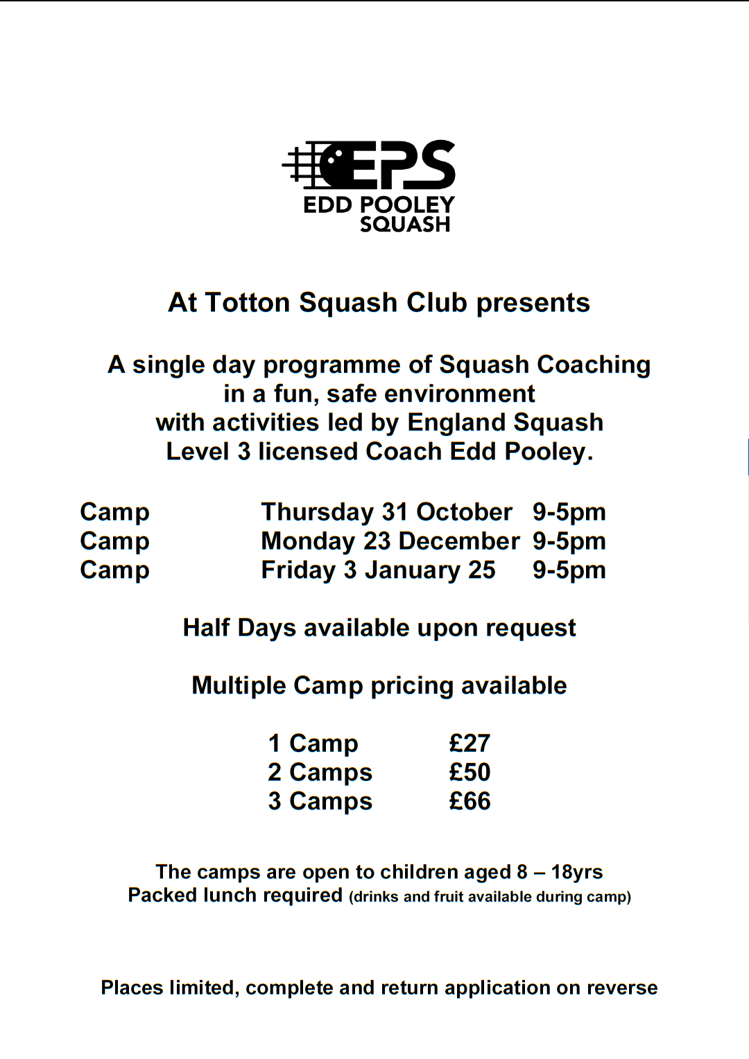 Totton squash camp